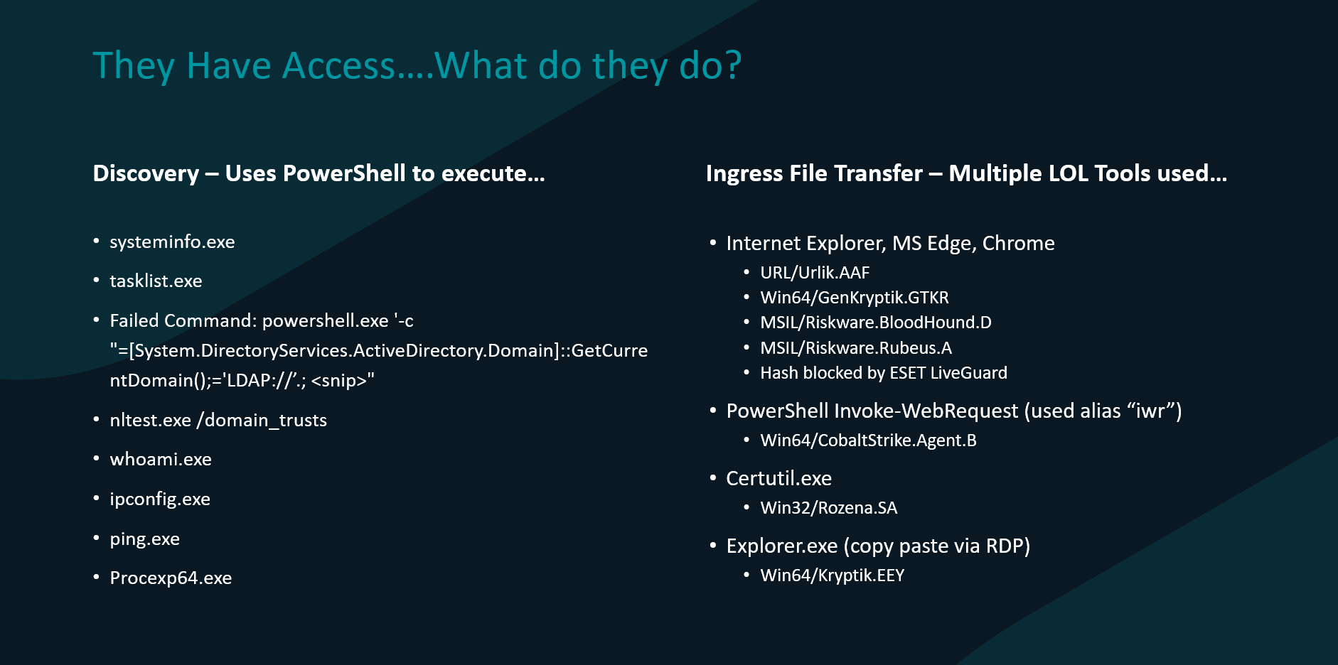 An image recounting the attackers' next moves in discovery