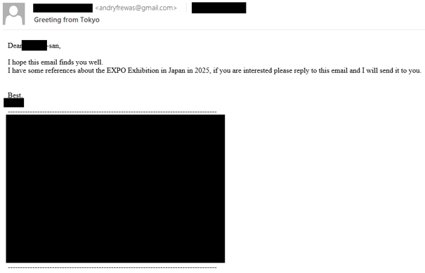 MirrorFace spearphishing email example