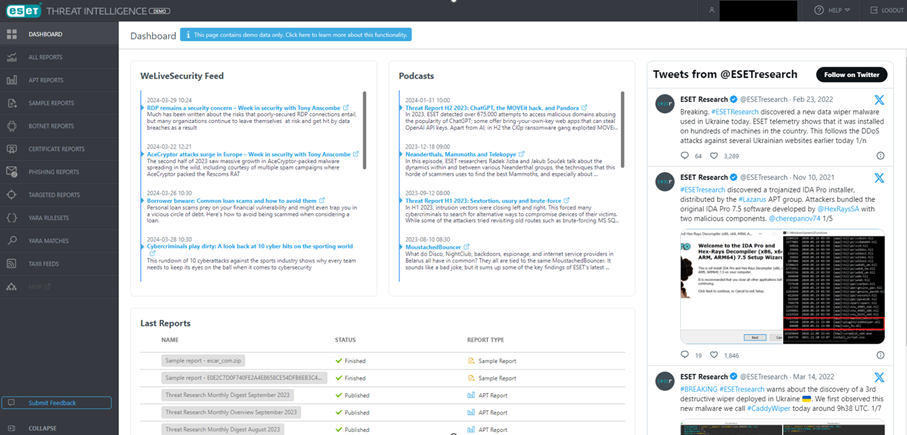 Screenshot of the ETI Portal Dashboard