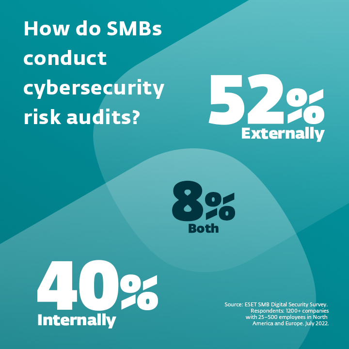 Infographic explaining how do SMBs conduct cybersecurity risk audits.