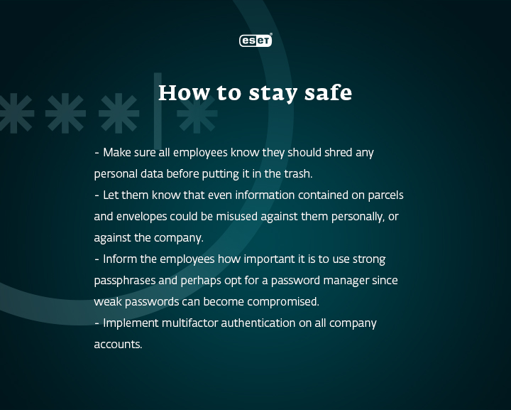 Infobox with tips about how to stay safe when working with information