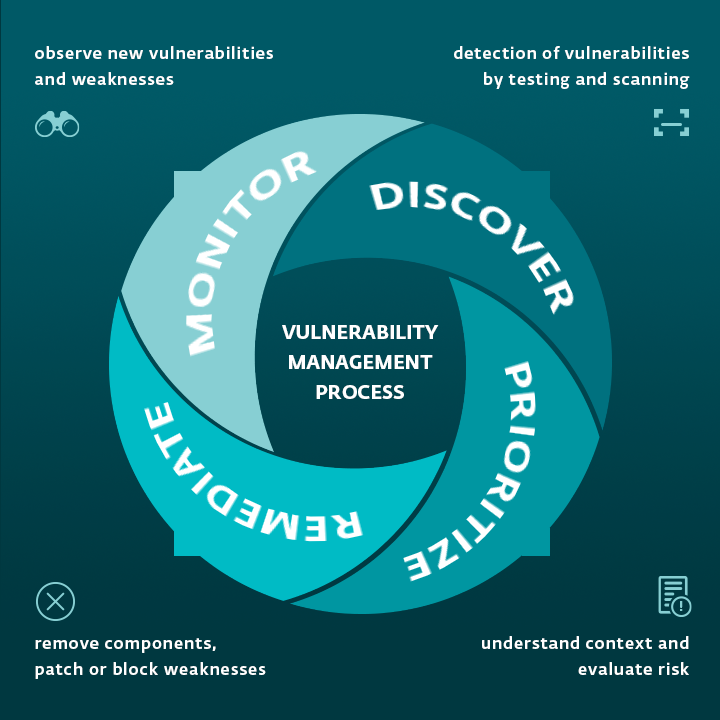 Infographic showing vulnerability management process