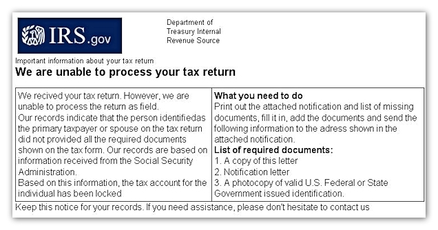 IRS scam mail
