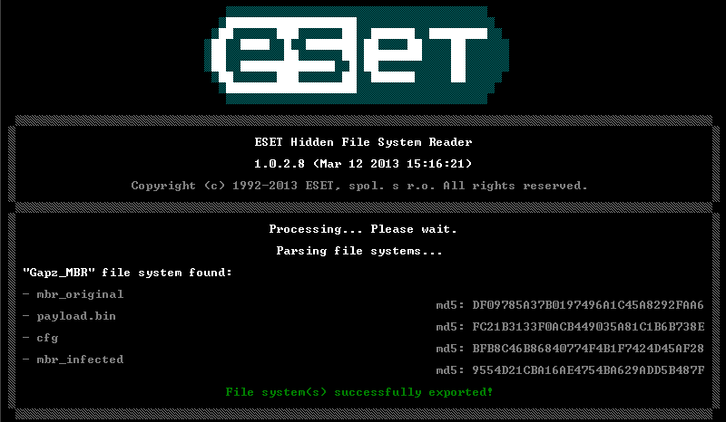 ESET hidden file System Reader