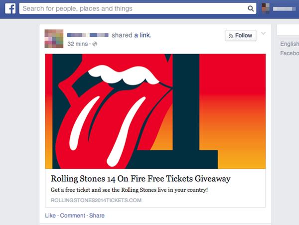 Rolling Stones tickets scam on Facebook