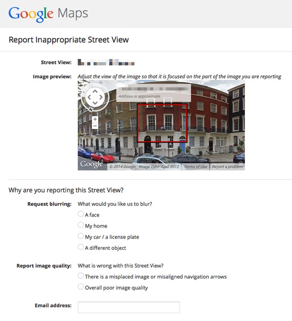 Report Google Street View