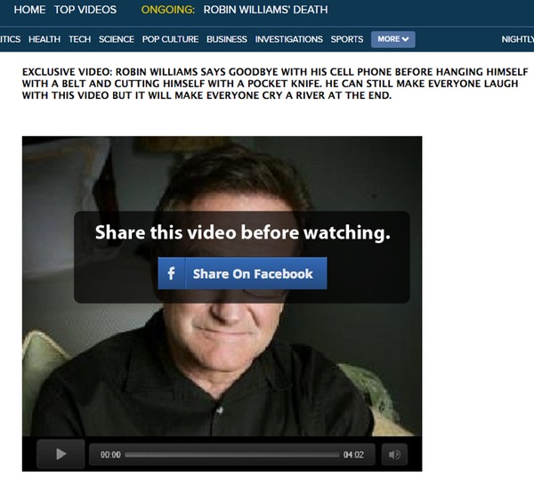 Robin Williams Facebook scam