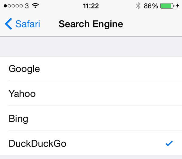 Choose search engine for Safari on iOS 8