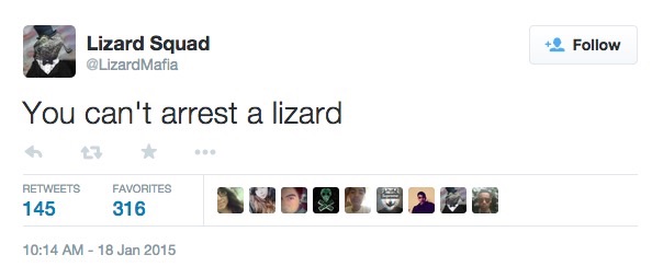 Tweet from Lizard Squad