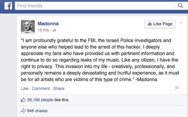 Statement from Madonna