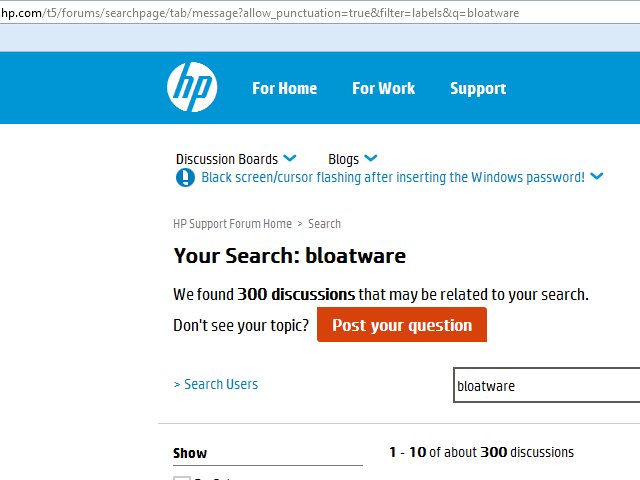 Figure 3: Search results from Hewlett-Packard