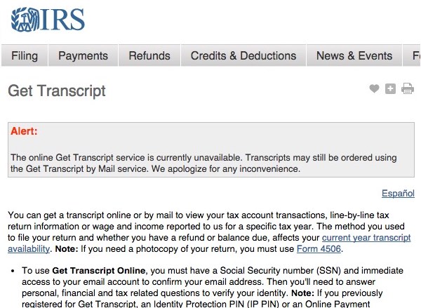 IRS Get Transcript