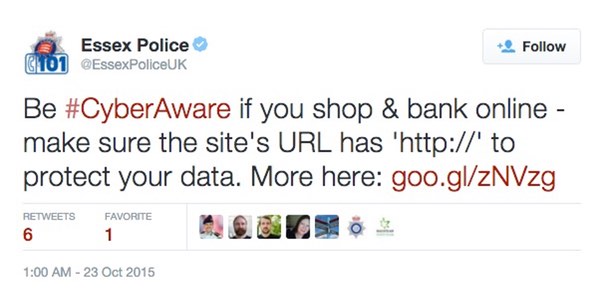 Tweet from Essex Police