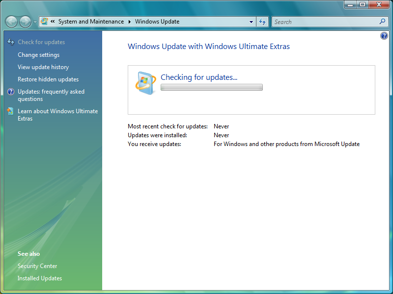 Figure 3: Example of Windows Update dialog on Windows Vista