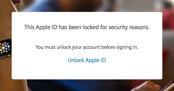 Message saying your Apple ID has been locked