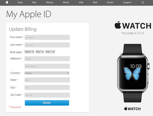 Updating billing Apple ID phishing page
