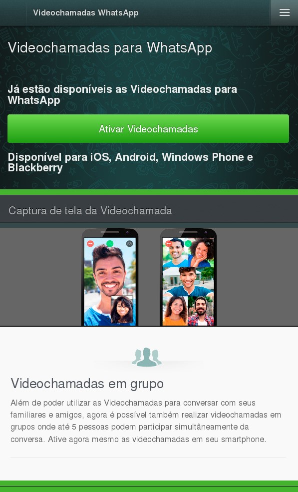 Videochamadas no WhatsApp