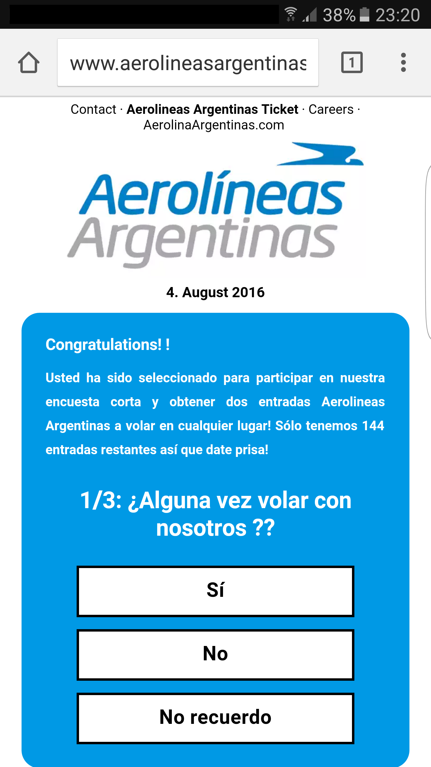 encuesta aerolineas argentinas 1