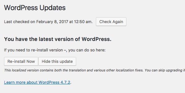 wordpress update