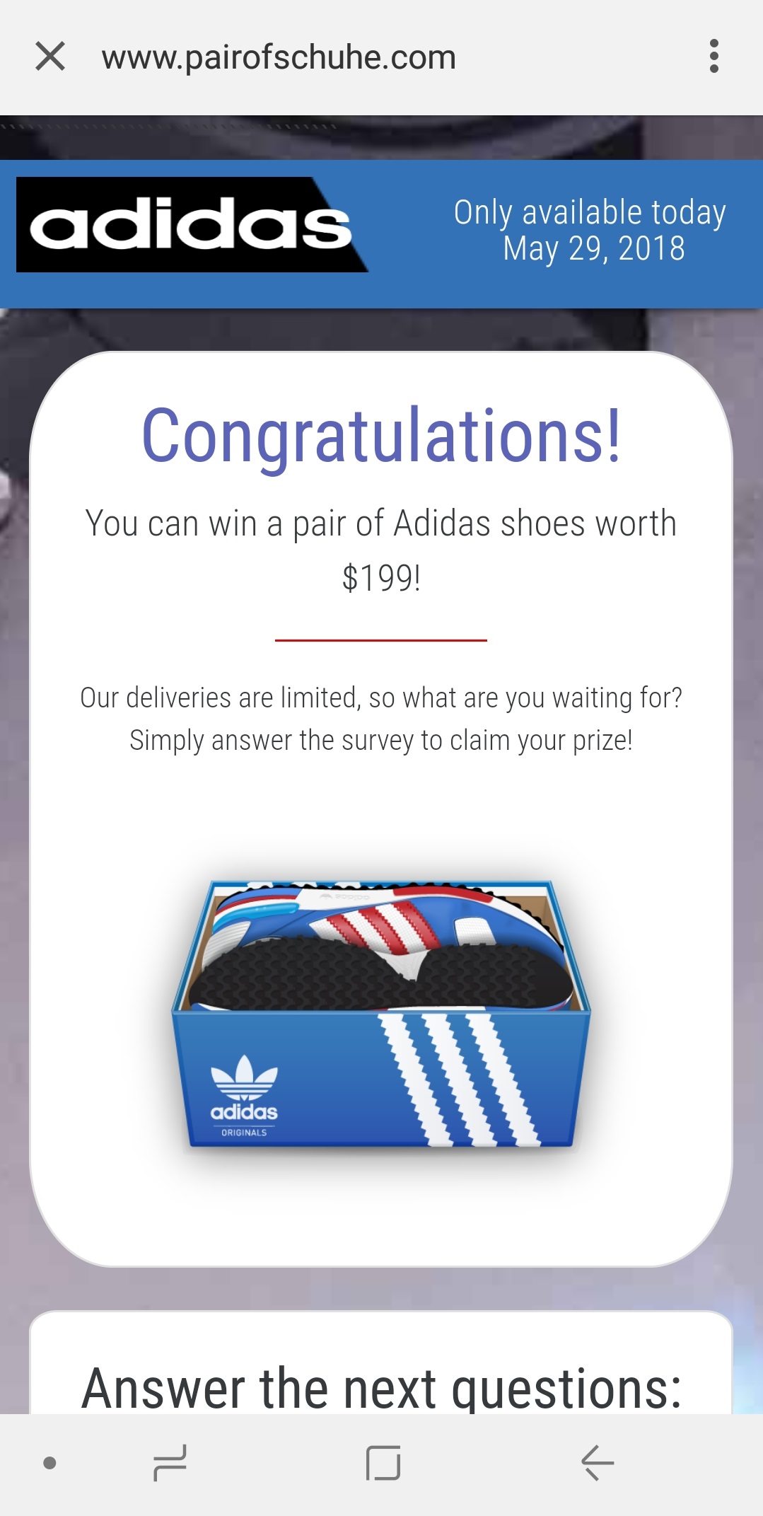 Is this a scam survey? I just have to click the link and I may win