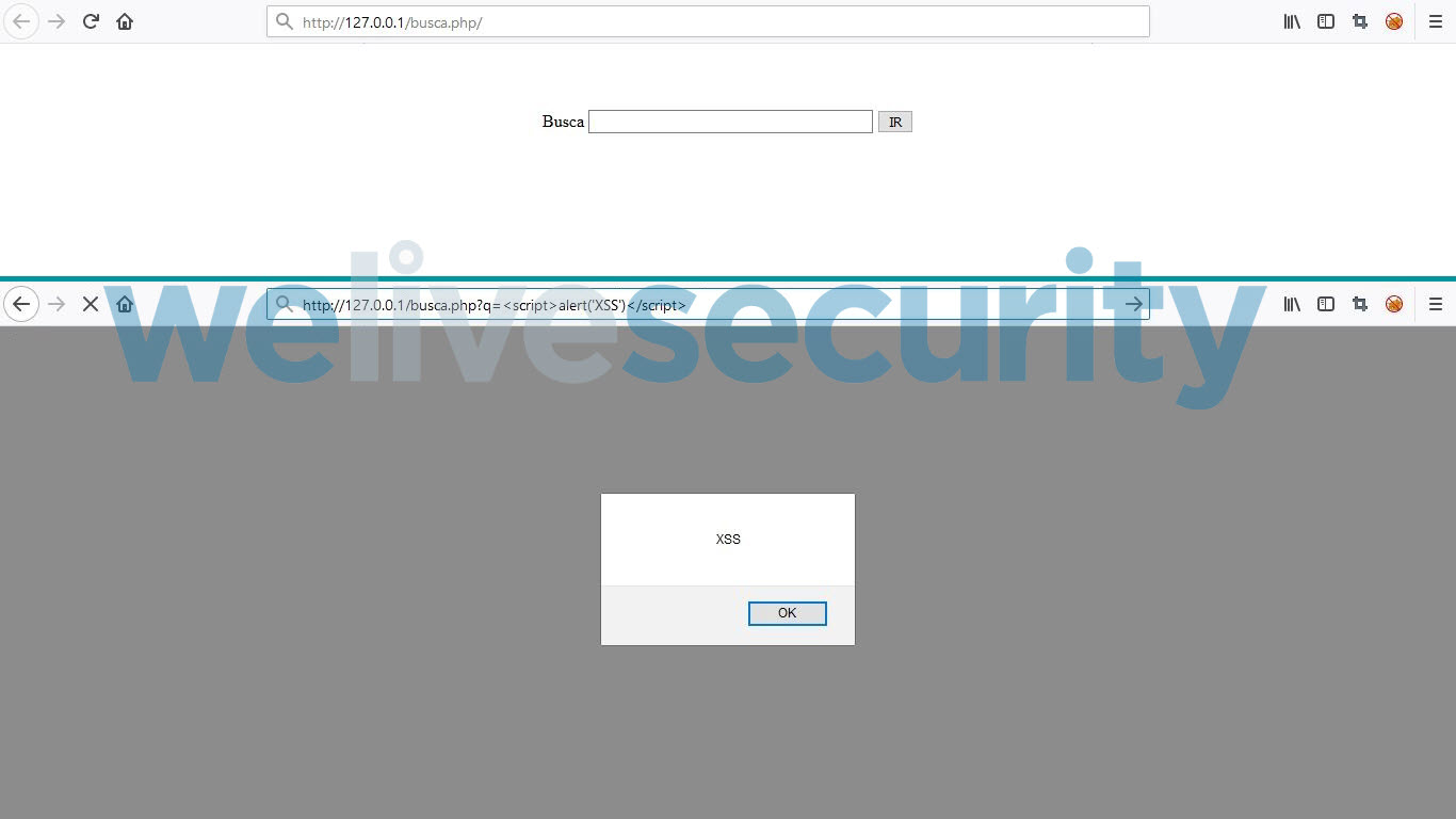 2. Exemplo de vulnerabilidade XSS.