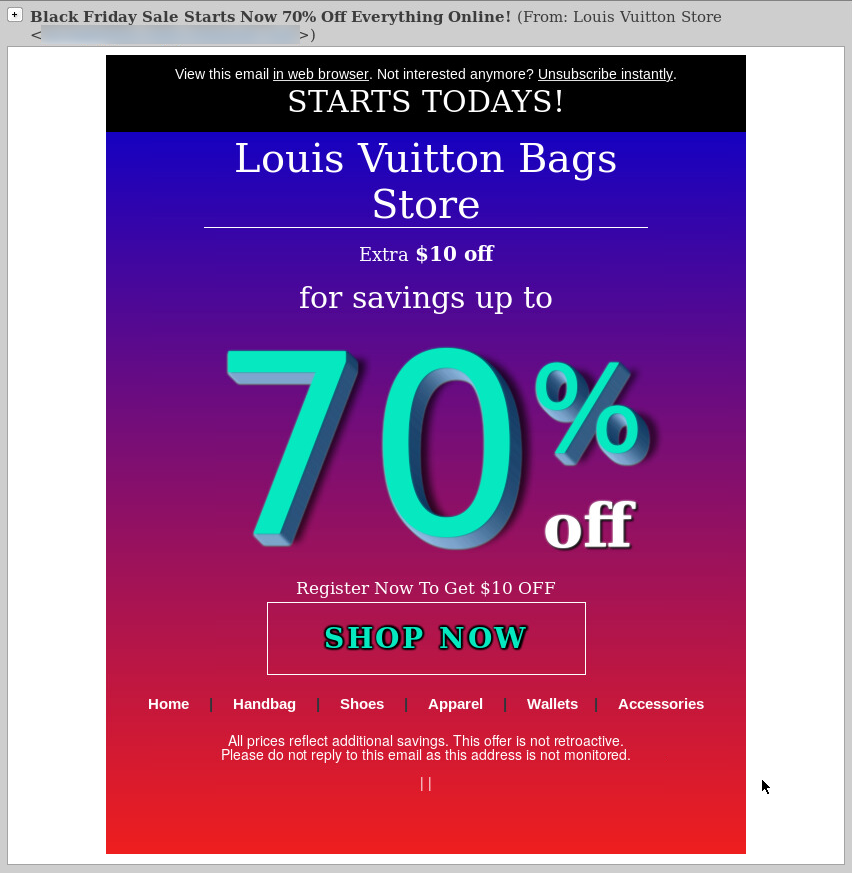 Does Louis Vuitton ever email you?