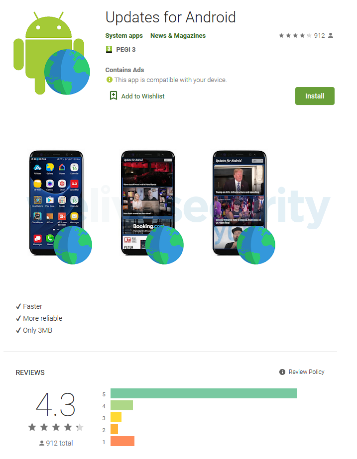 Abbildung 2: Auftritt der bösartigen App im Google Play Store vor der Entfernung