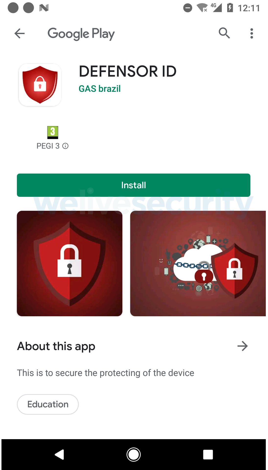 Abbildung 3: Die DEFENSOR ID App im Google Play Store - Englische Version