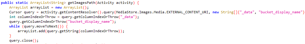 Figure 8 Code obtaining image file paths