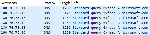 รูปที่ 11. ข้อความ DNS ที่ส่งโดยประตูหลัง