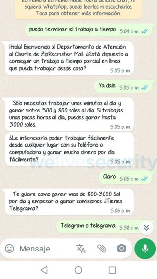 Whatsapp-estafas-ofertas-trabajo-scams-ziprecruiter