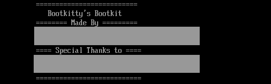 Figure 2. List of names embedded in the bootkit (redacted)