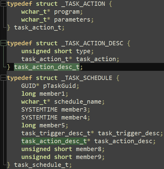 Figure 14. The main structures used to create a scheduled task through the RPC interface