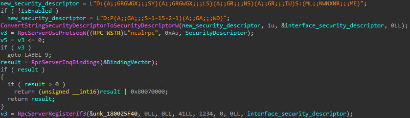 Figure 18. The security descriptor introduced by the patch is more restrictive