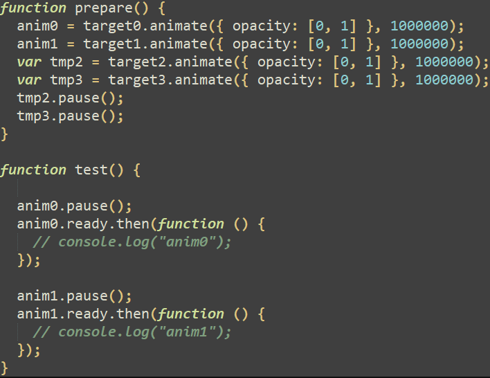 Figure 4. The exploit code creates animation objects for div elements