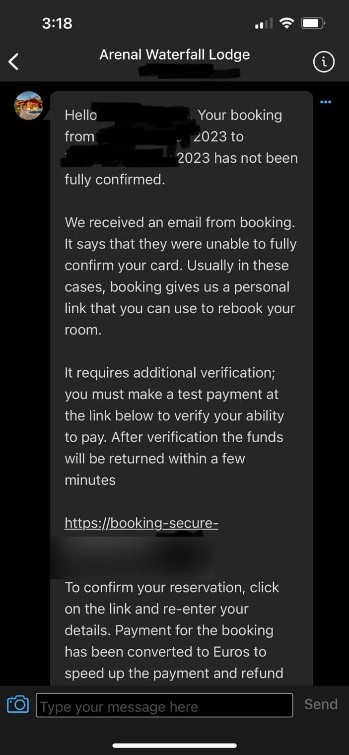 Figure 1. Booking scam