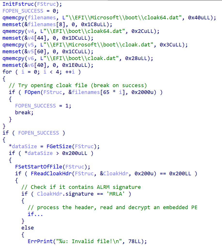 Figure 3. Decompiled code function responsible for loading the cloak.dat file