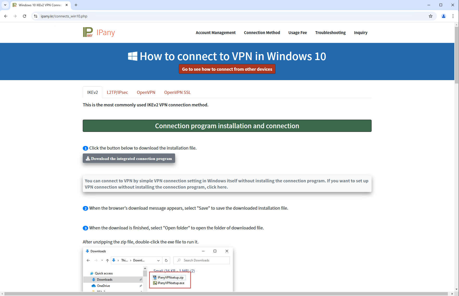 Figure 1. Page at IPany website from which the malicious installer could be downloaded