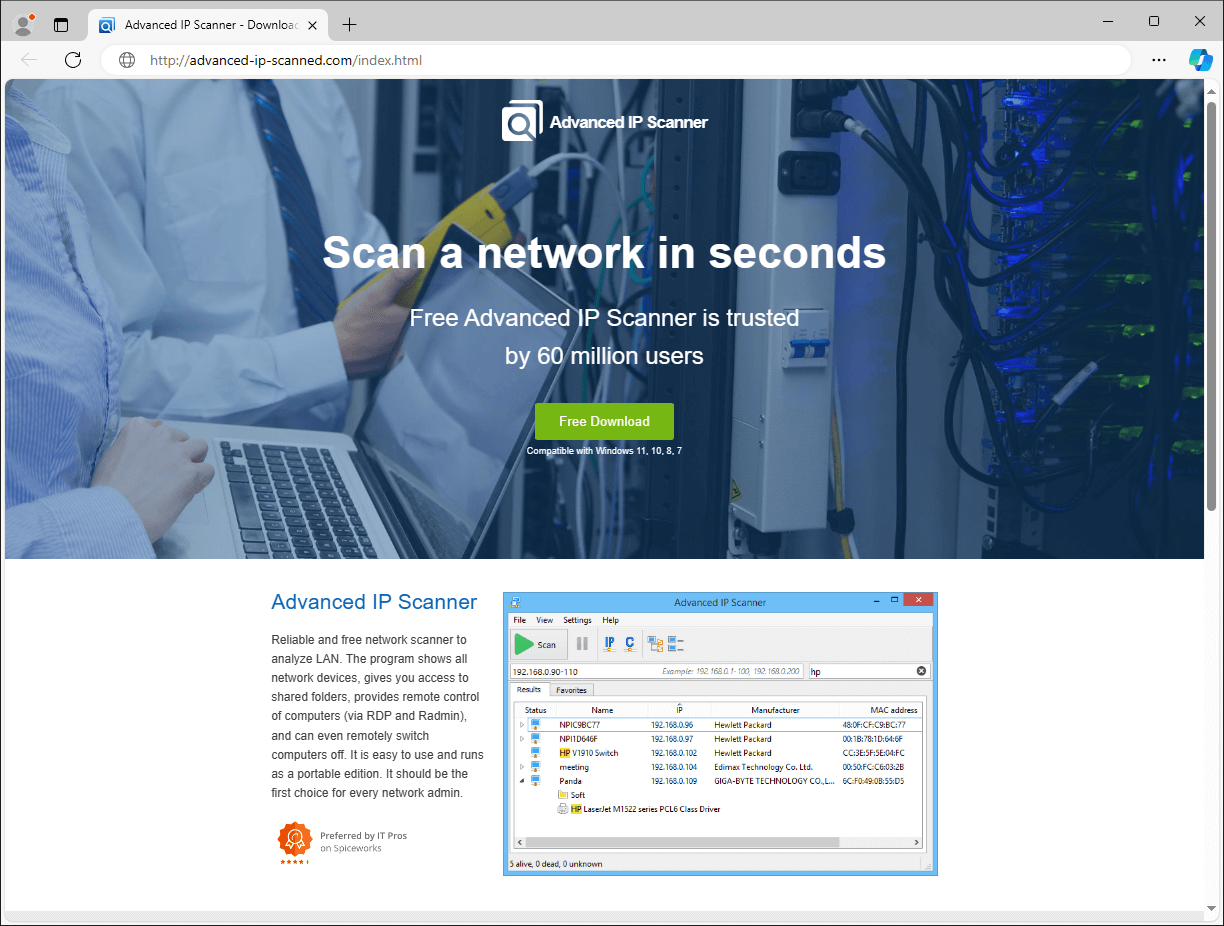 Figure 3. Fake Advanced IP Scanner website leading to Danabot compromise Figure 3. Fake Advanced IP Scanner website leading to Danabot compromise