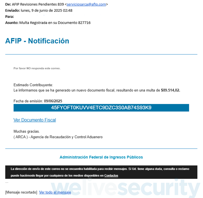AFIP-ARCA -phishing-grandoreiro