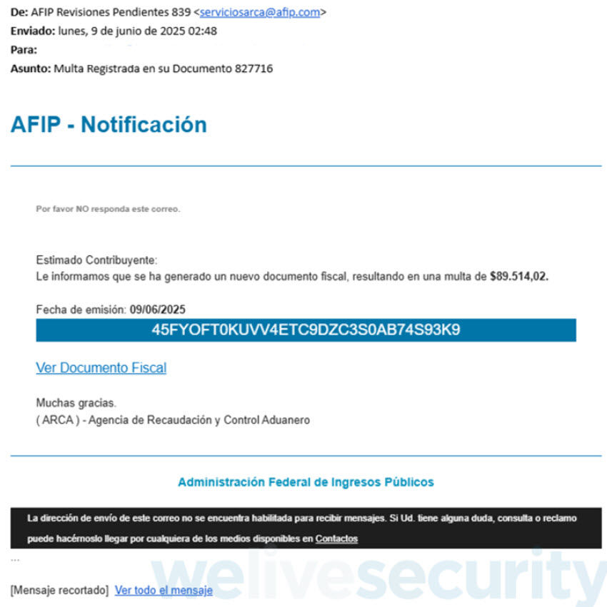 Figure 3. The site you’re taken to after clicking on the link in Figure 2 pdfs-恶意软件检测器-riesgo.afip