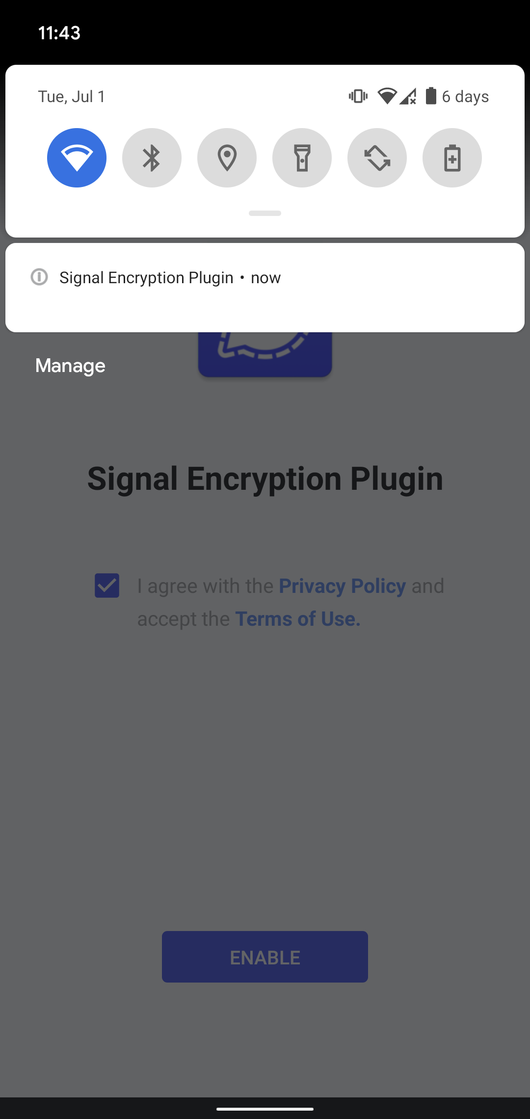 Figure 19. Persistent Signal Encryption Plugin notification