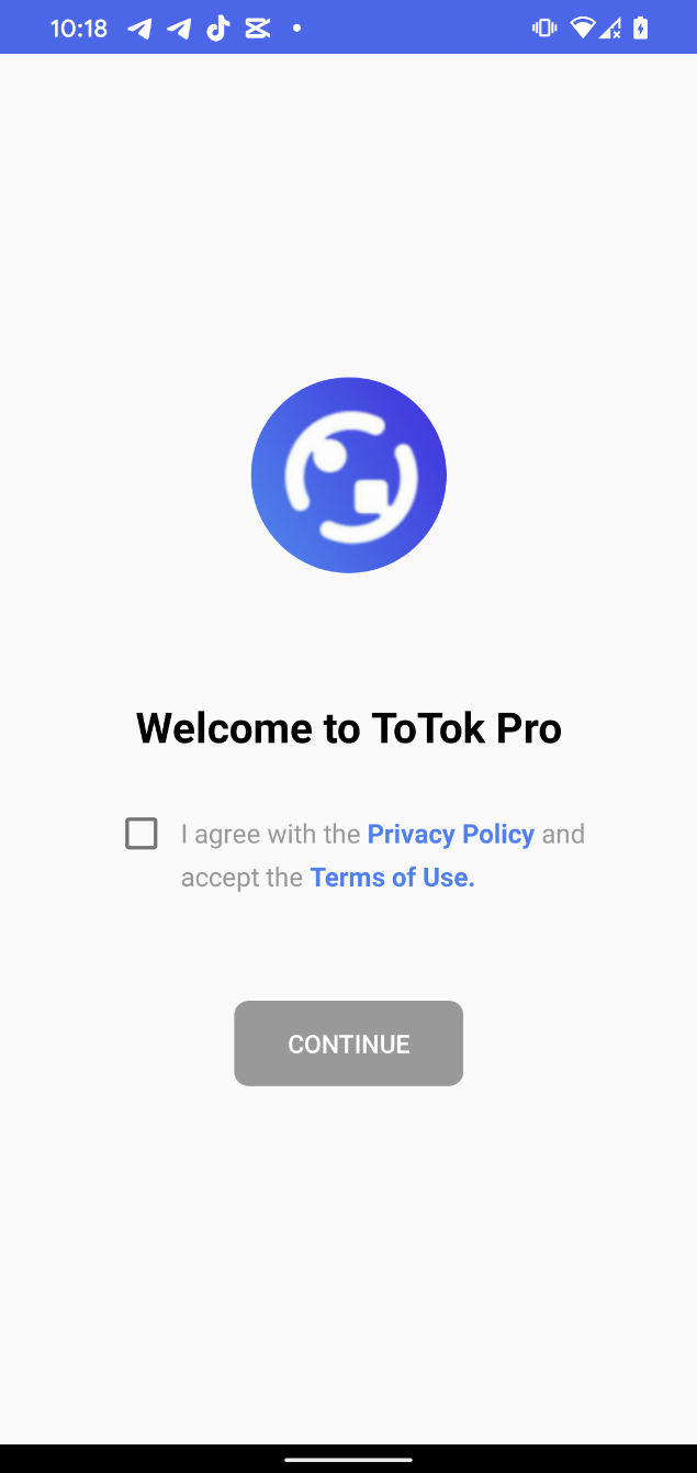 Figure 4. ToTok Pro welcome screen