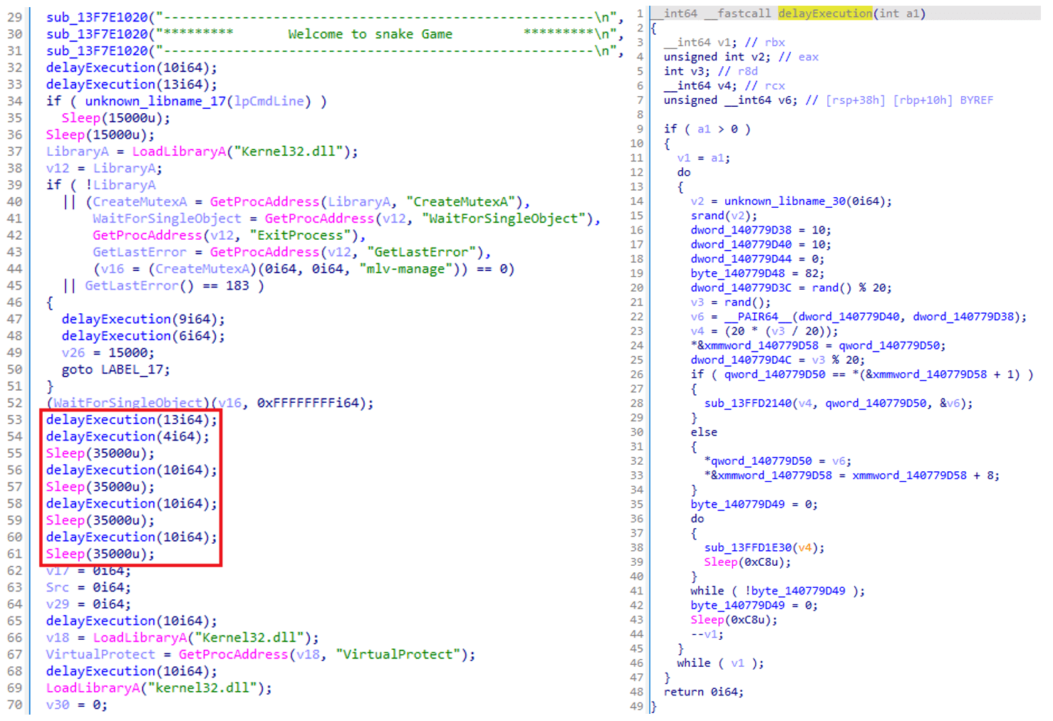 Figure 3. Various calls to delay execution are dispersed throughout Fooder’s code
