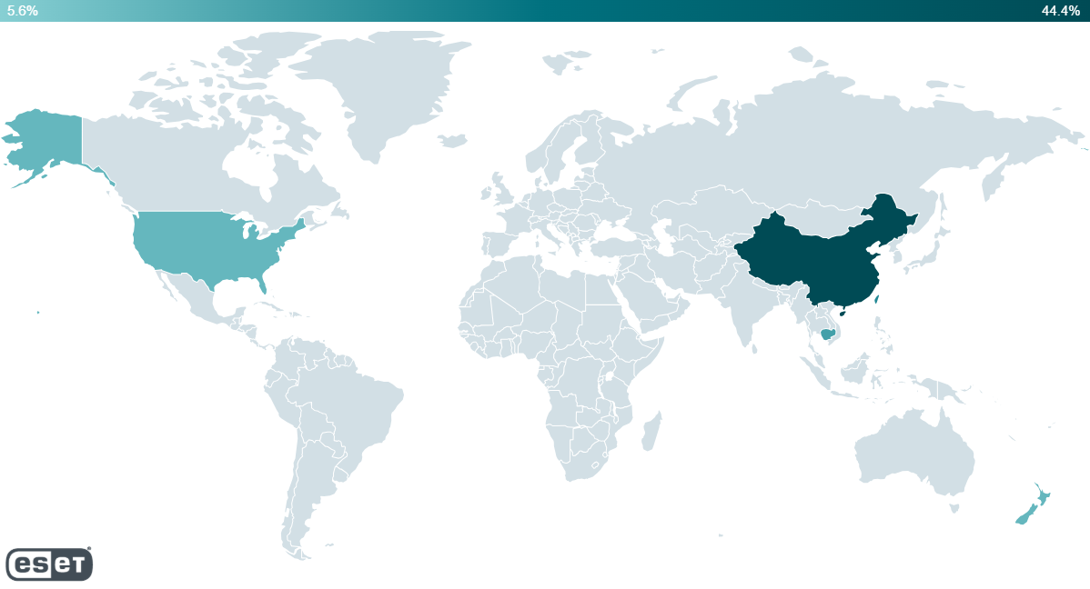 Figure 1. Geographical distribution of victims