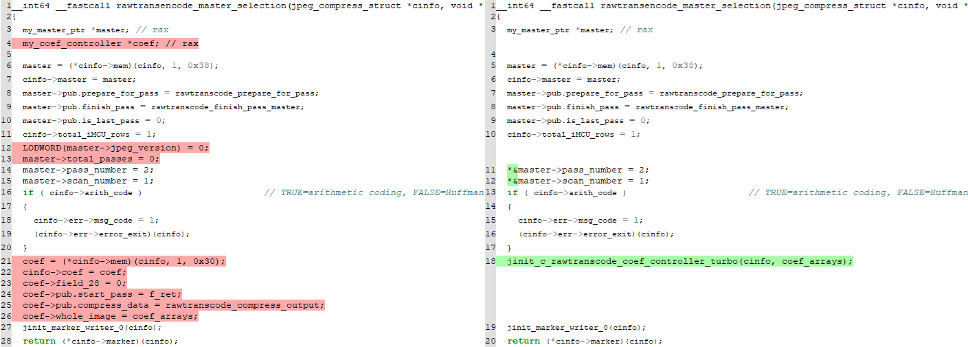 Figure 3. Diff between vulnerable and patched versions of rawtransencode_master_selection