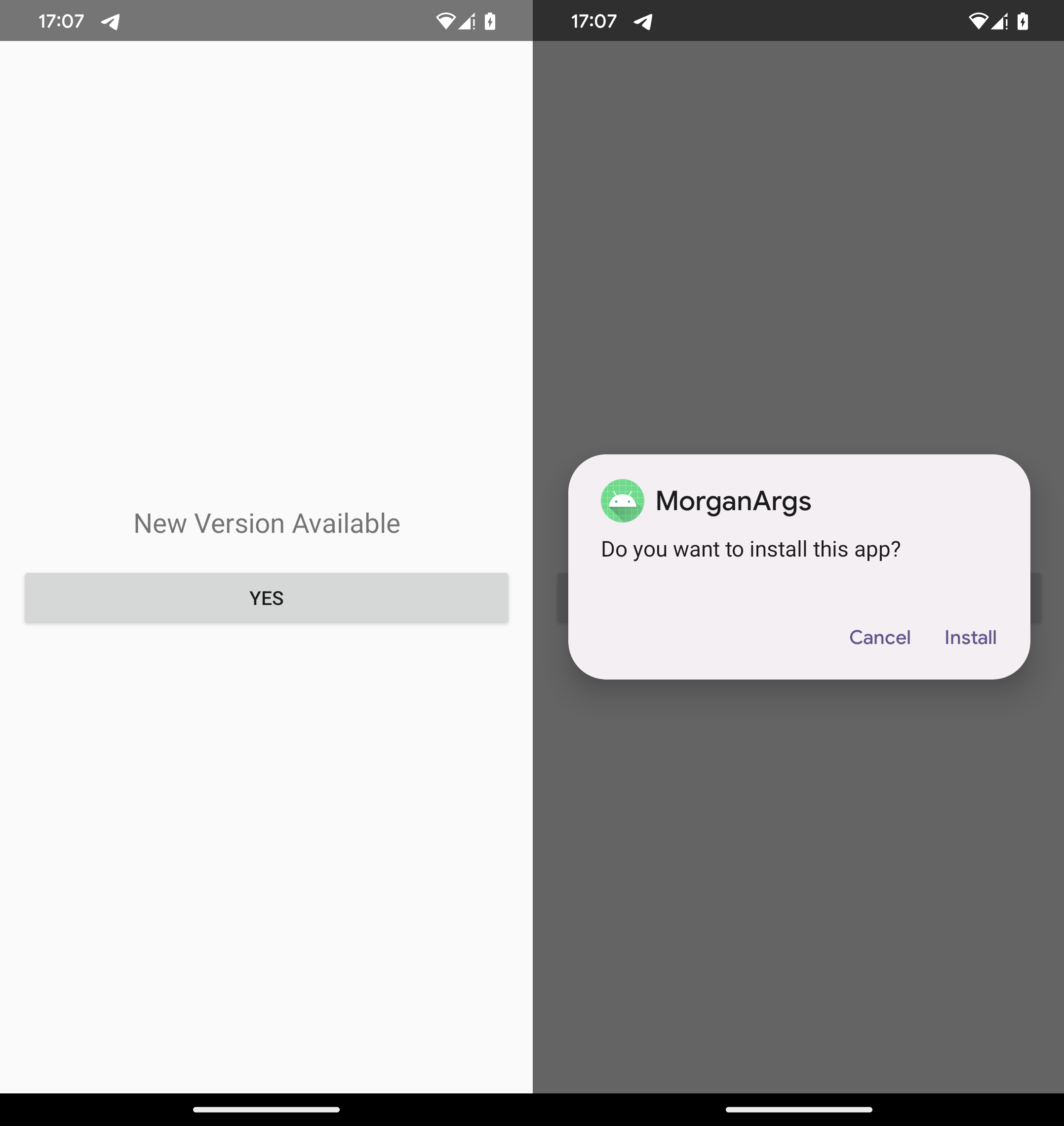 Figure 9. Malware&rsquo;s initial screen that requests to install PromptSpy payload